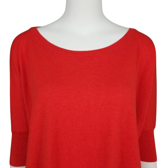 NWT CABI #5279 Sweater XS Cartwheel Pullover True Red Oversized Boxy Cotton Knit - Picture 2 of 12